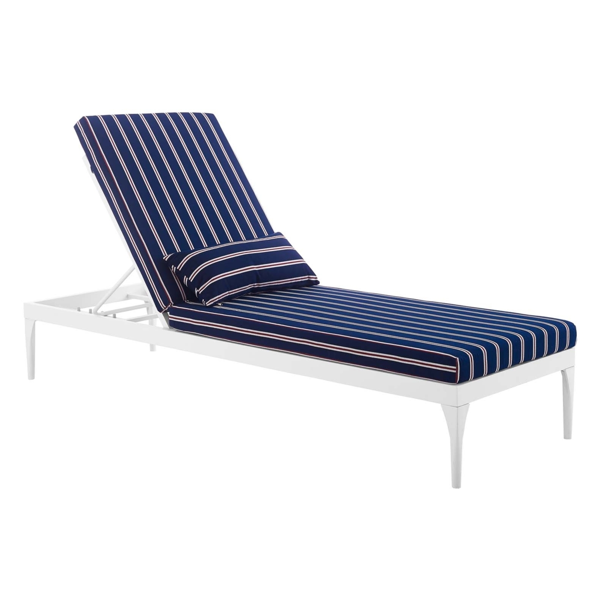 Perspective Cushion Outdoor Patio Chaise Lounge Chair,White Striped Navy