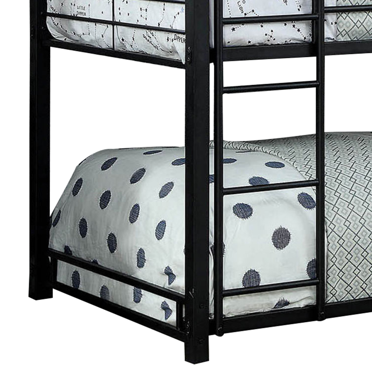 3 Tier Bunk Bed With Attached Ladders, Black- Saltoro Sherpi