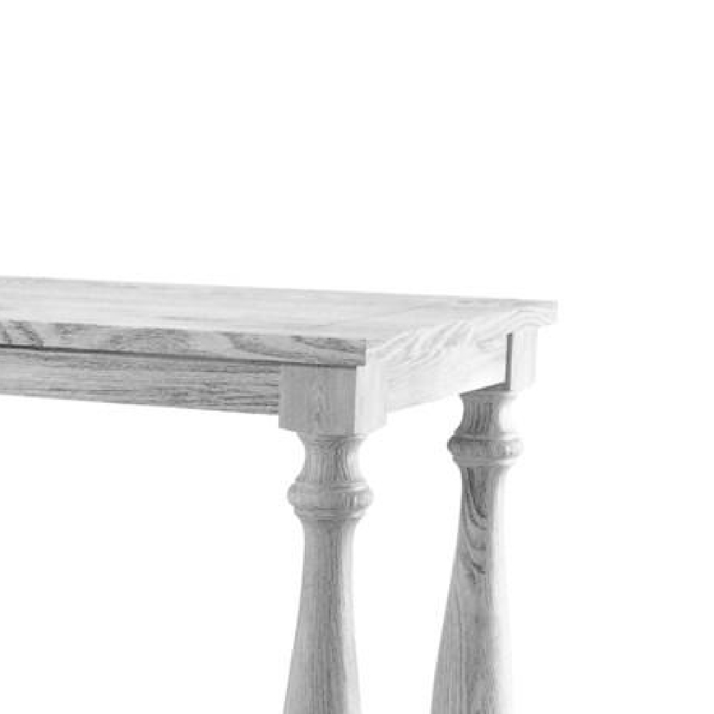 Plank Top Sofa Table With Open Shelf And Turned Legs, Antique White- Saltoro Sherpi