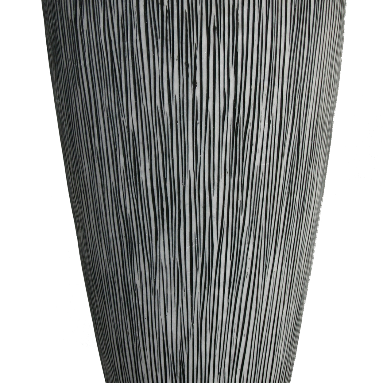 Hand Made Conical Ribbed Flower Vase Sandstone Planter, White- Saltoro Sherpi