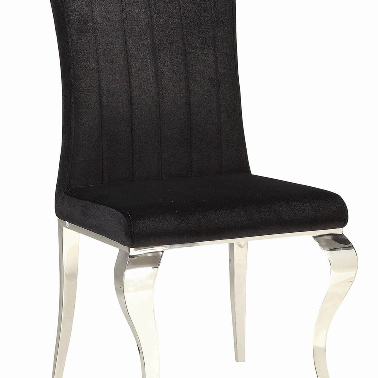 Metal Dining Chair With Cabriole Front Legs, Set Of 4, Black And Chrome- Saltoro Sherpi