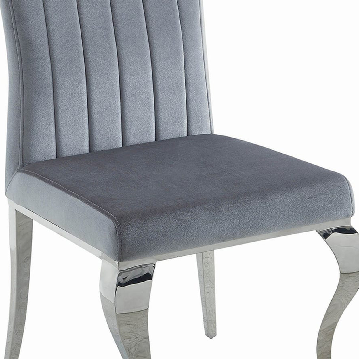 Metal Dining Chair With Cabriole Front Legs, Set Of 4, Gray And Chrome- Saltoro Sherpi