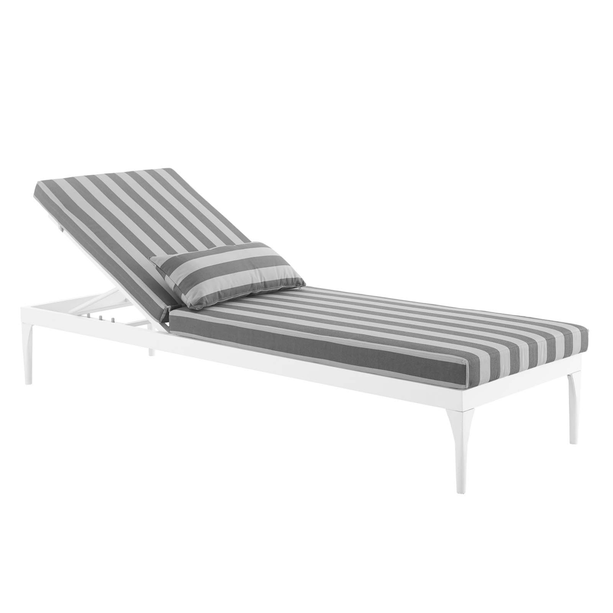 Perspective Cushion Outdoor Patio Chaise Lounge Chair,White Striped Gray