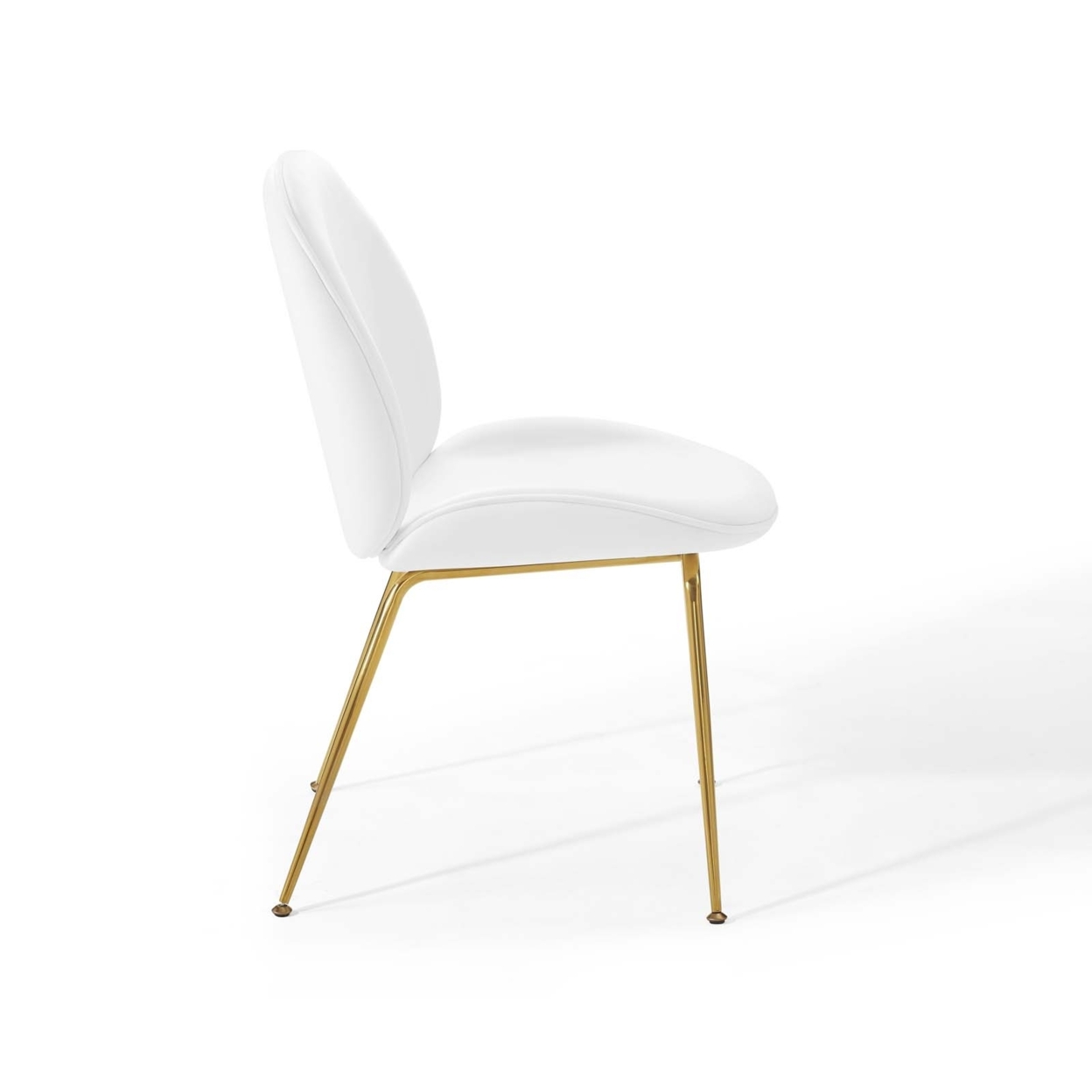 Scoop Gold Stainless Steel Leg Performance Velvet Dining Chair,White