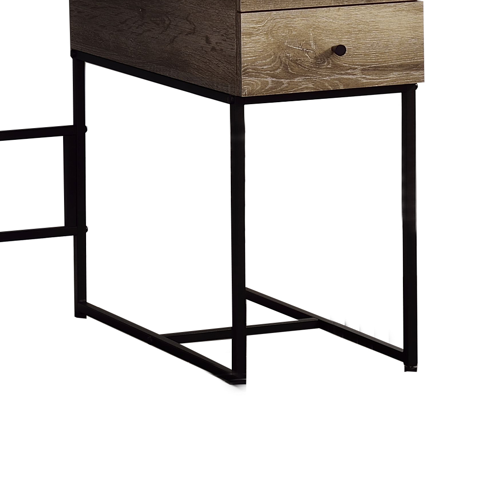 Wooden Desk With 4 Drawers And Tubular Metal Support, Brown And Black- Saltoro Sherpi