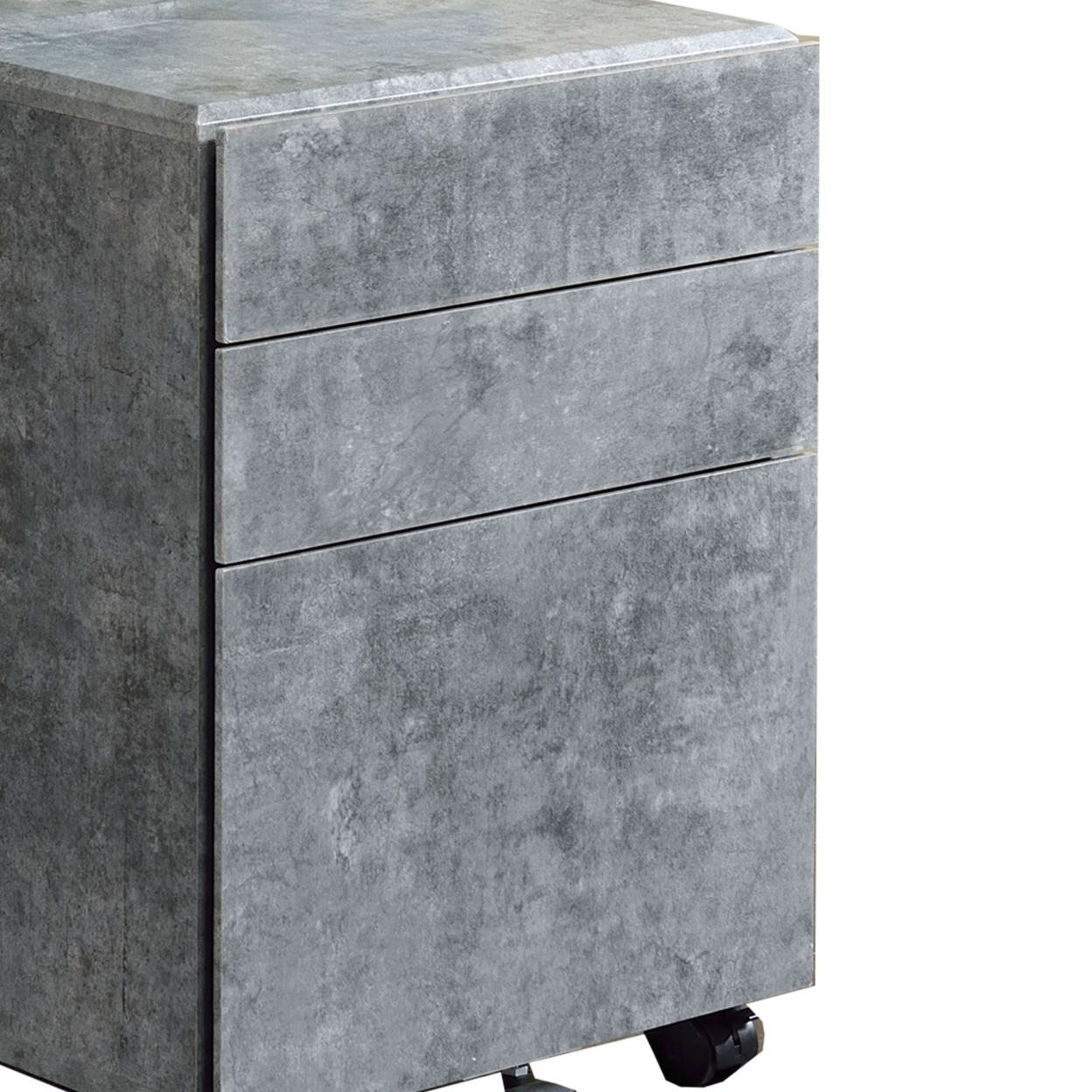 Contemporary Style File Cabinet With 3 Storage Drawers And Casters, Gray- Saltoro Sherpi