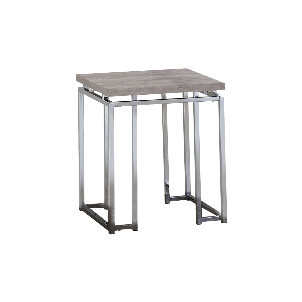 End Table With Rectangular Tabletop And Metal Legs, Silver And Brown- Saltoro Sherpi