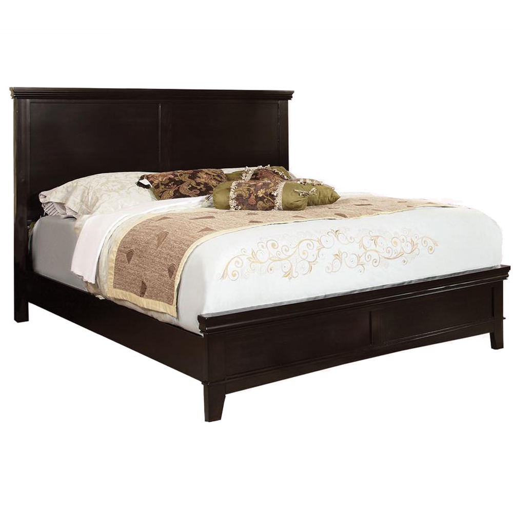 Transitional Style Wooden Queen Sized Bed With Tapered Legs, Espresso Brown- Saltoro Sherpi