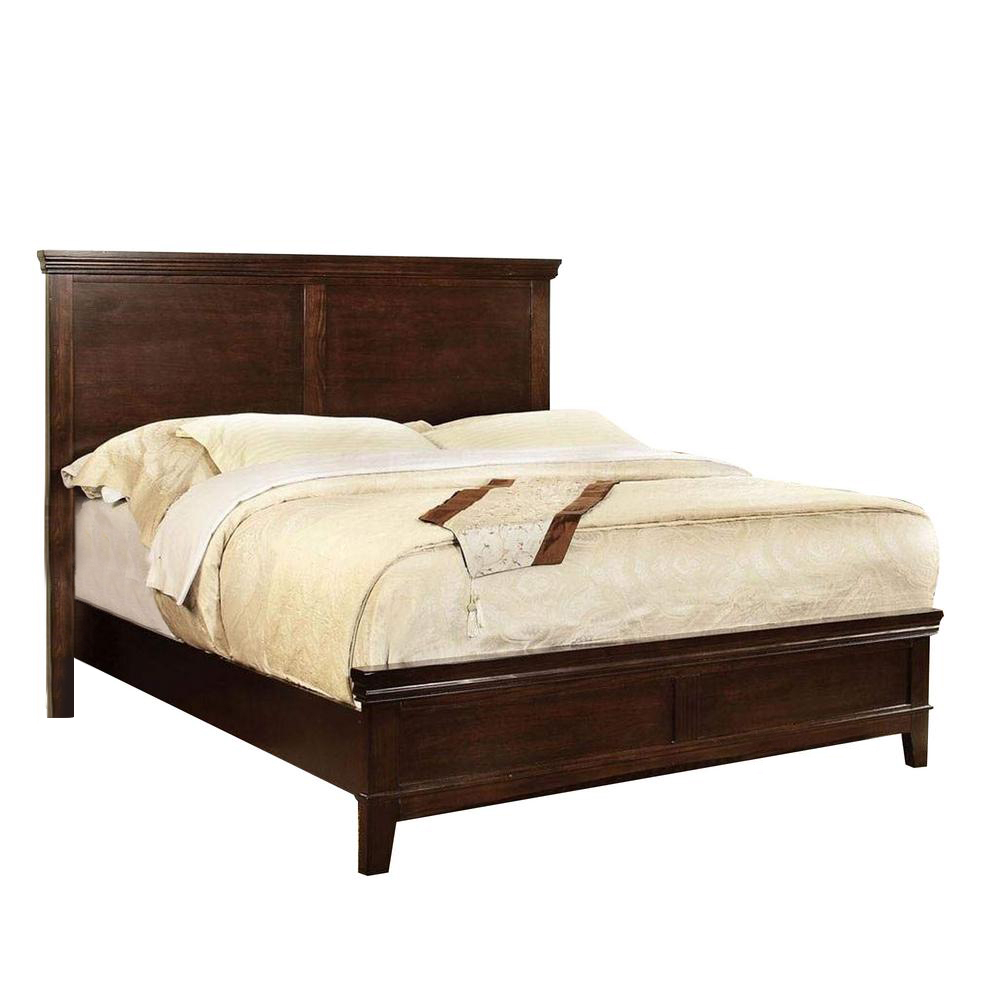 Transitional Style Wooden Queen Sized Bed With Tapered Legs, Brown- Saltoro Sherpi