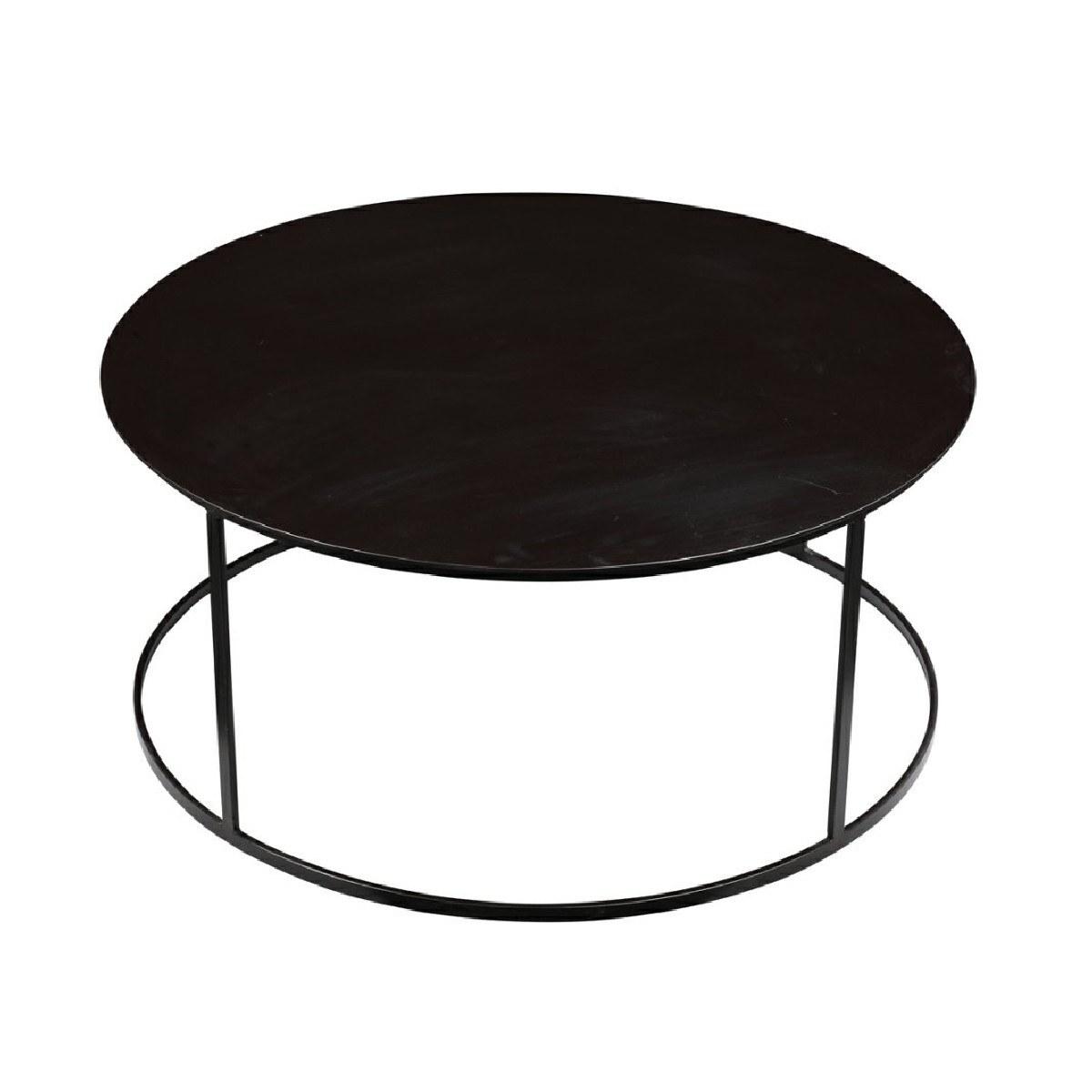 Round Metal Frame Side Table With Tubular Legs, Dark Brown- Saltoro Sherpi