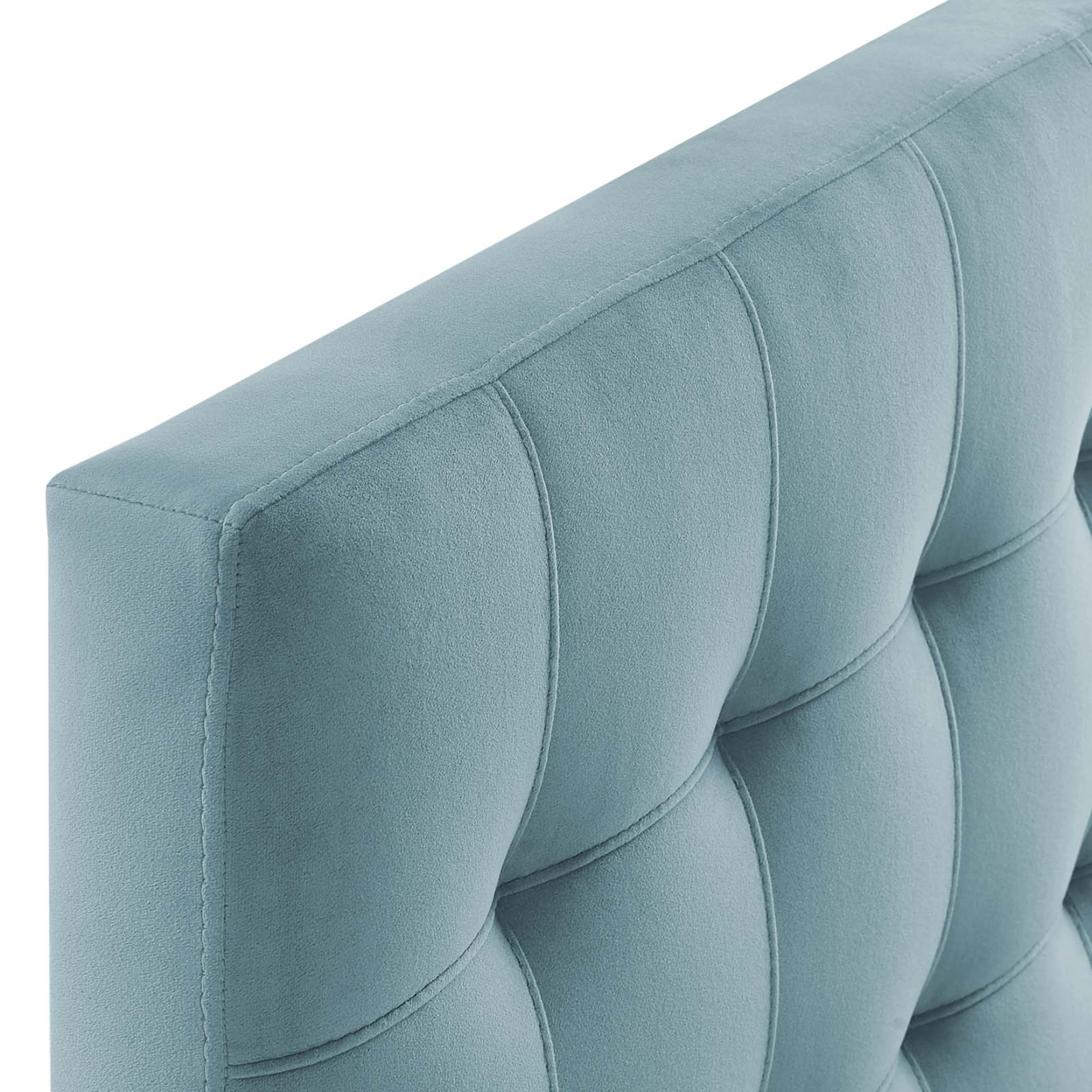 Lily Biscuit Tufted Twin Performance Velvet Headboard,Light Blue