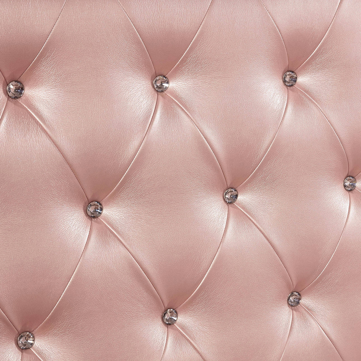 Contemporary Queen Size Wooden Bed With Mirror Trim Details, Pink- Saltoro Sherpi