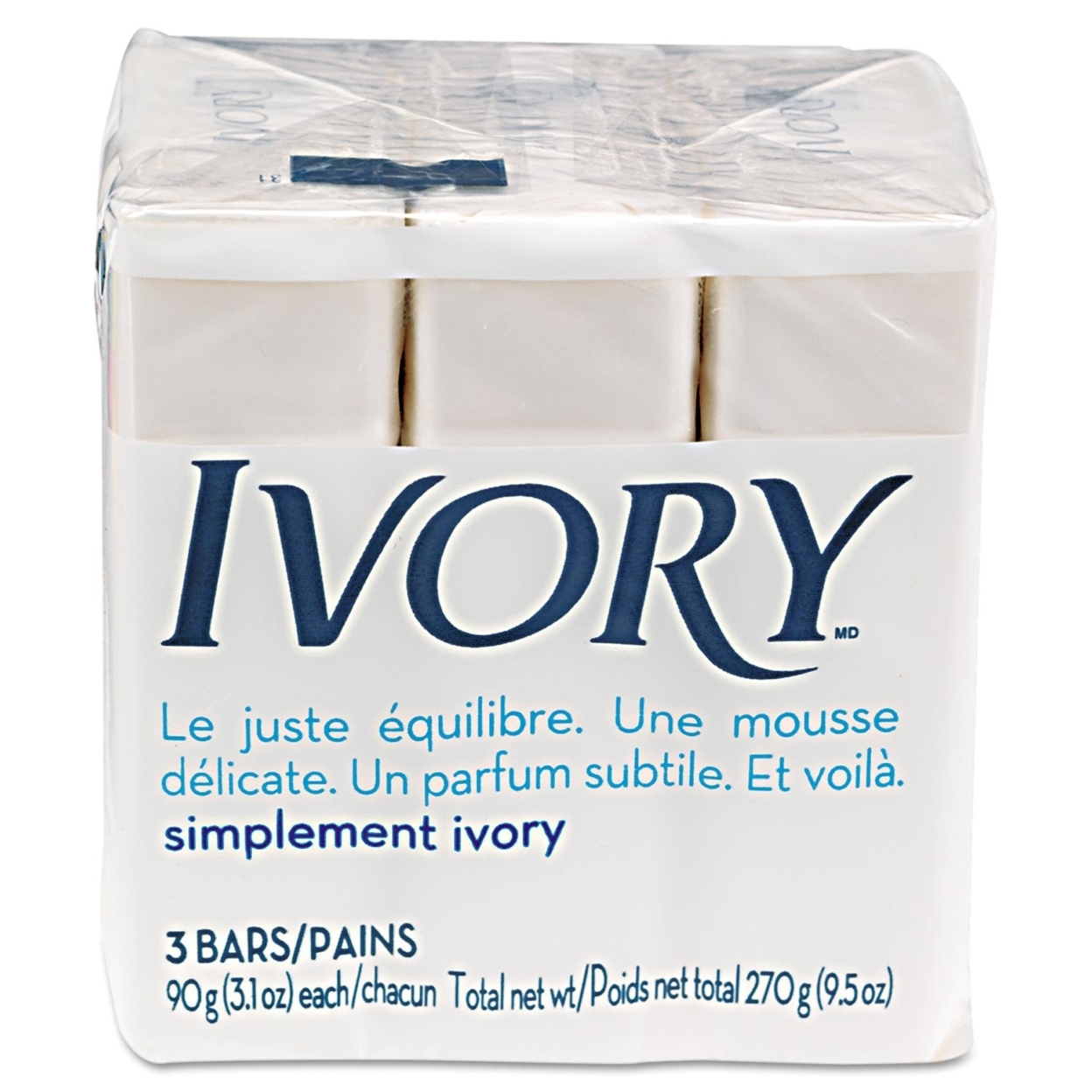 Ivory - Individually Wrapped Bath Soap, White, 3.1oz Bar, 3 Count