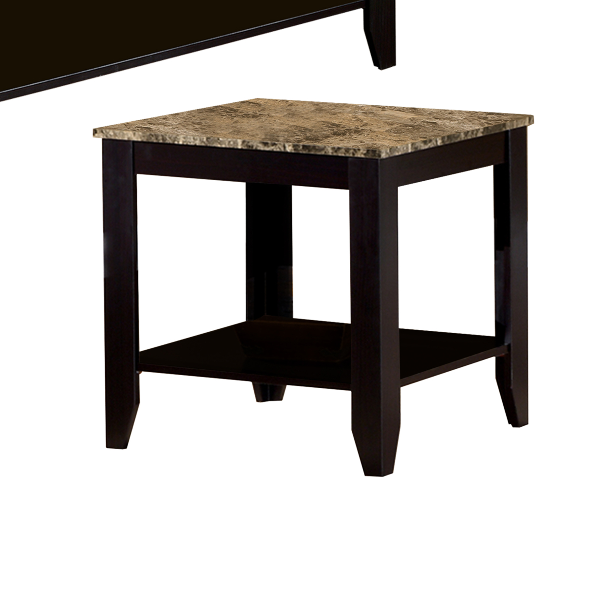 Artistic 3 Piece Occasional Table Set With Marble Top, Brown- Saltoro Sherpi