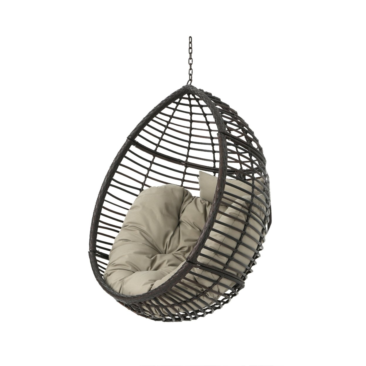 Leasa Outdoor Hanging Basket Chair (Stand Not Included) - Multi-brown/khaki
