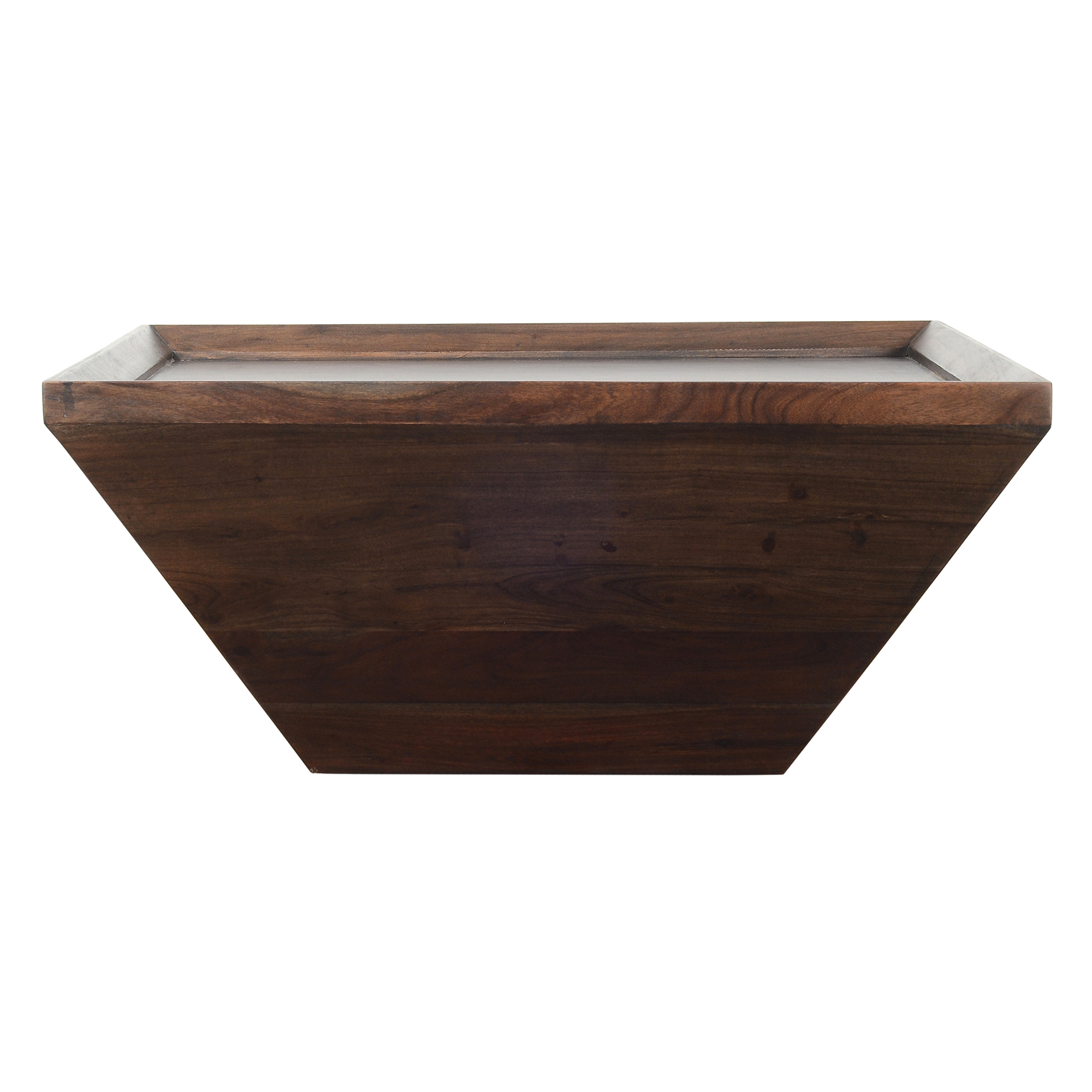 36 Inch Square Shape Acacia Wood Coffee Table With Trapezoid Base, Brown- Saltoro Sherpi