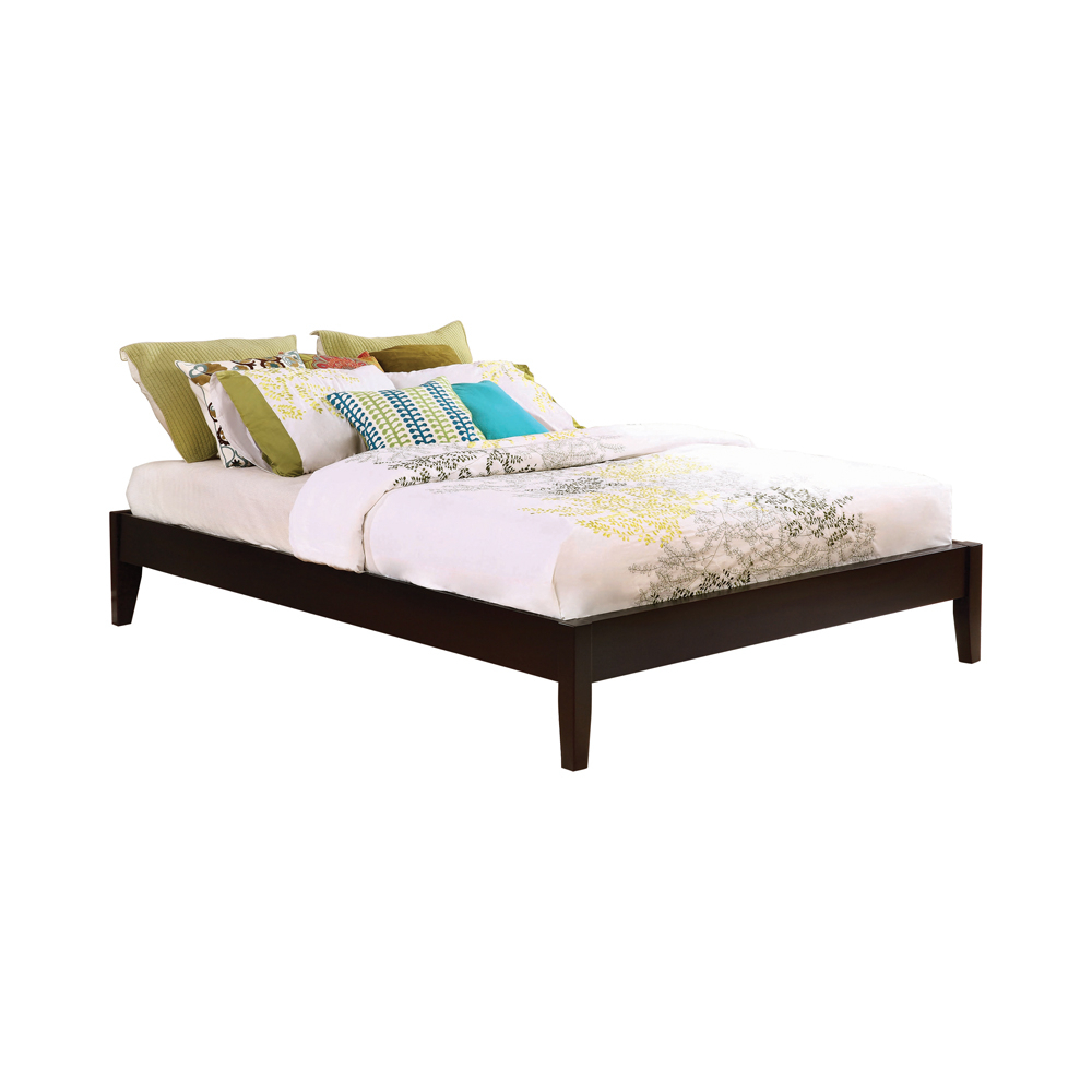 Wooden Twin Size Platform Bed With Chamfered Legs, Dark Brown- Saltoro Sherpi