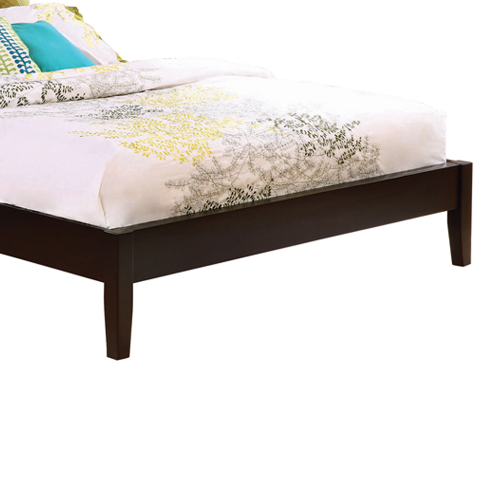 Wooden Twin Size Platform Bed With Chamfered Legs, Dark Brown- Saltoro Sherpi