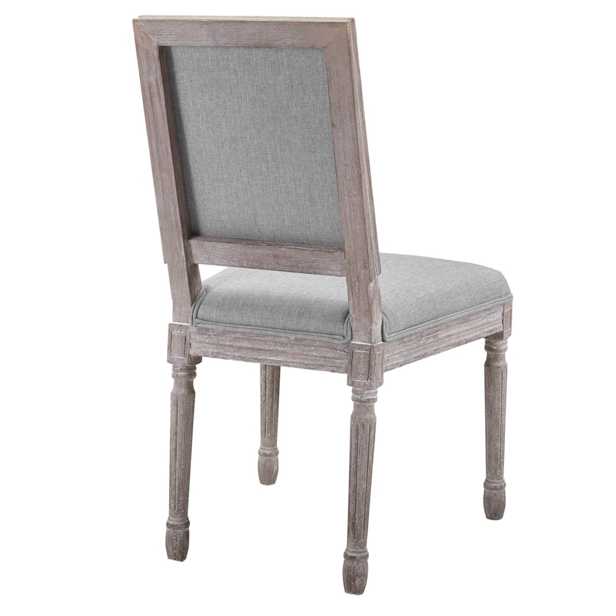 Court Vintage French Upholstered Fabric Dining Side Chair, Light Gray