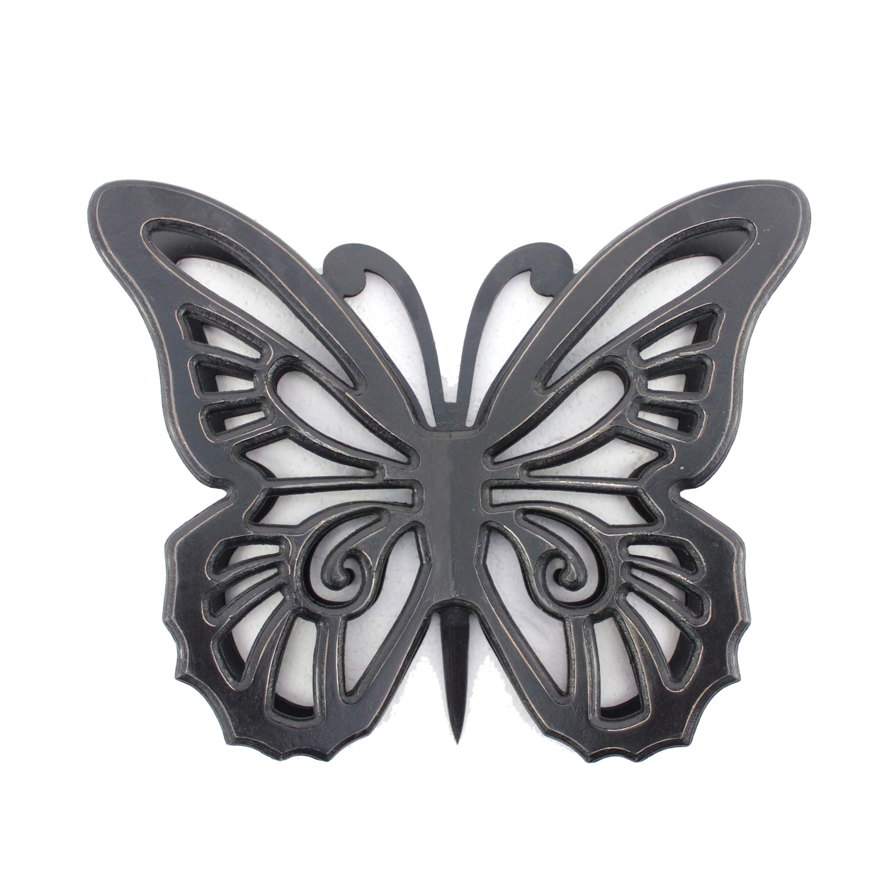 Wooden Butterfly Wall Plaque With Cutout Detail, Black- Saltoro Sherpi