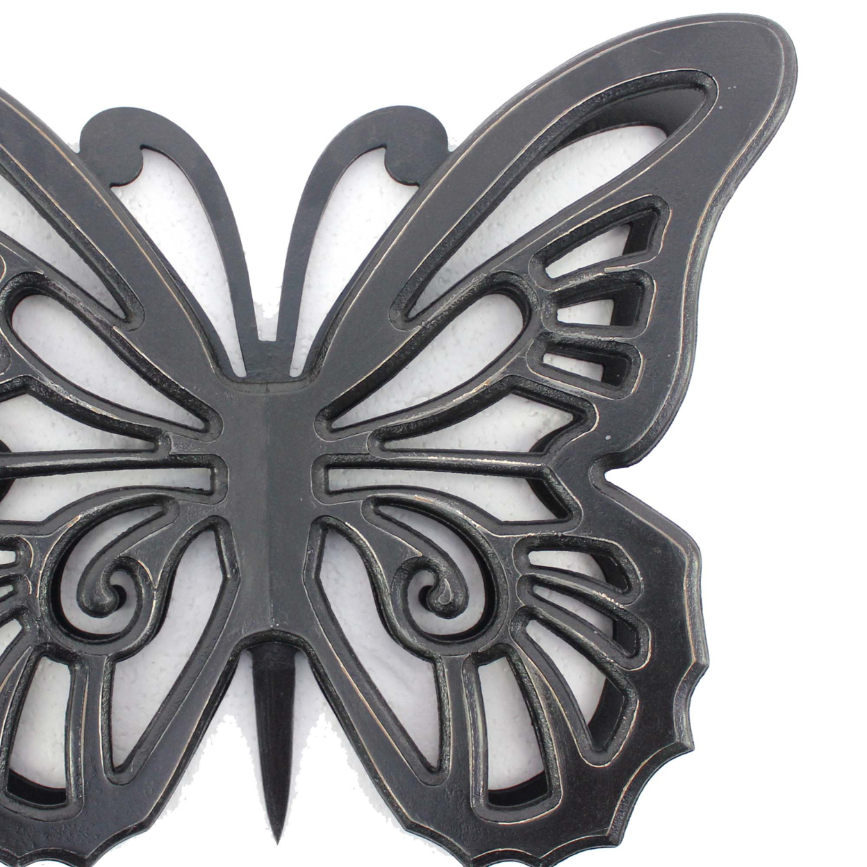 Wooden Butterfly Wall Plaque With Cutout Detail, Black- Saltoro Sherpi