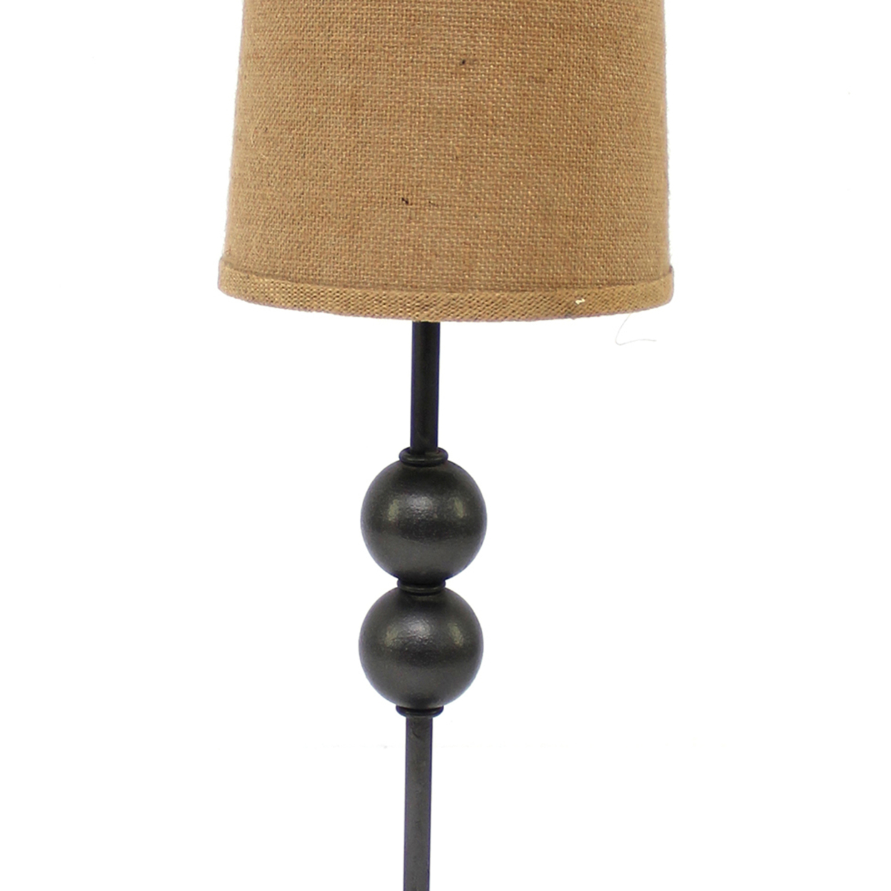 Metal Spindle Design Table Lamp With Cone Shade And Round Base, Black- Saltoro Sherpi