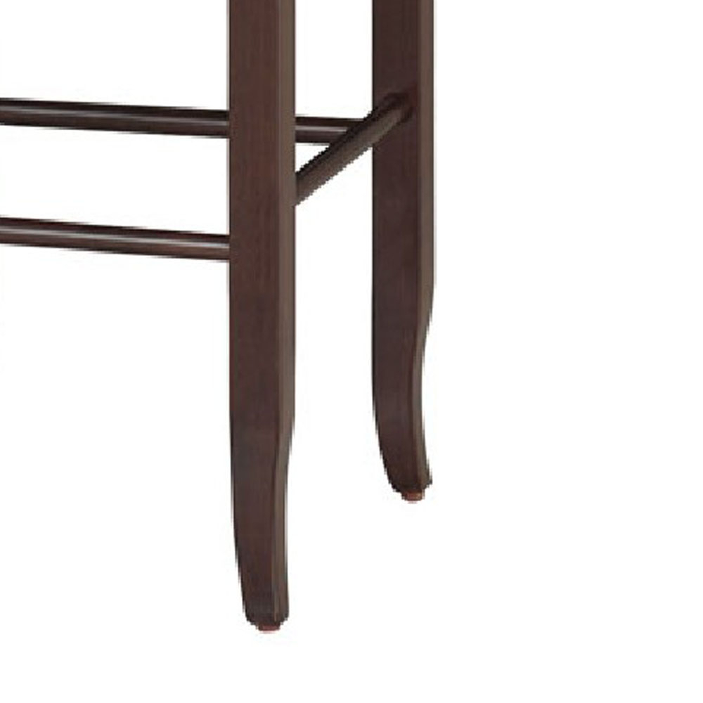 Rush Woven Wooden Frame Barstool With Saber Legs, Beige And Dark Brown- Saltoro Sherpi