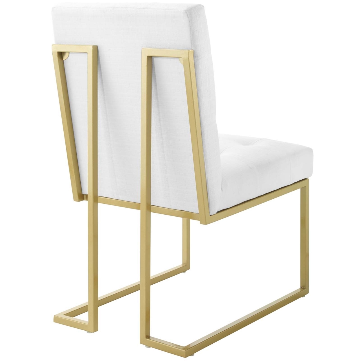 Privy Gold Stainless Steel Upholstered Fabric Dining Accent Chair Set Of 2,Gold White