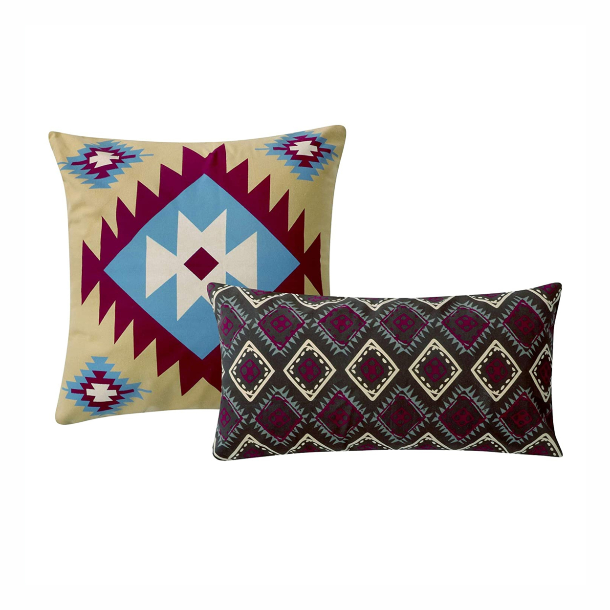 Tribal Print King Quilt Set With Decorative Pillows, Multicolor- Saltoro Sherpi