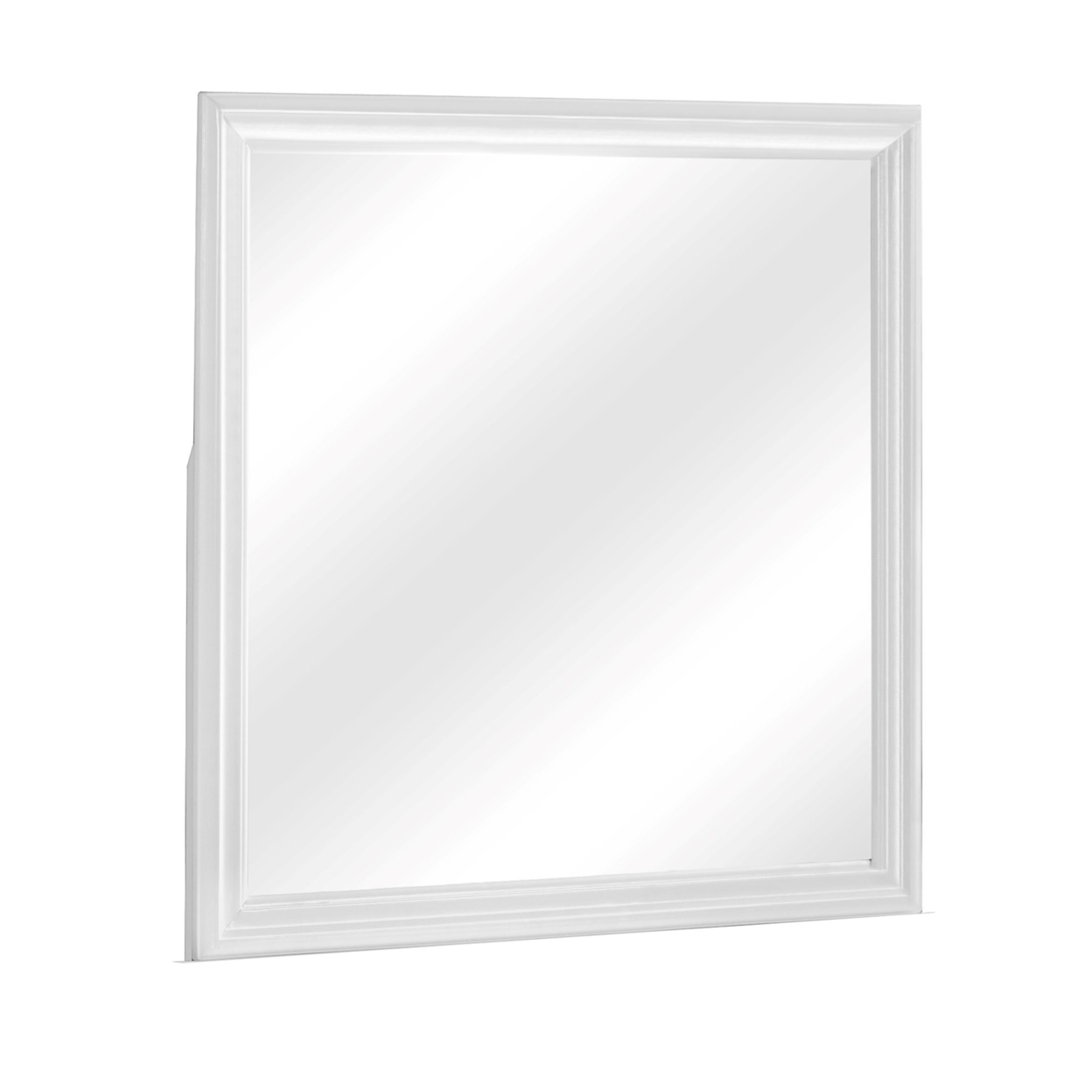 Square Molded Wooden Frame Dresser Mirror, White And Silver- Saltoro Sherpi