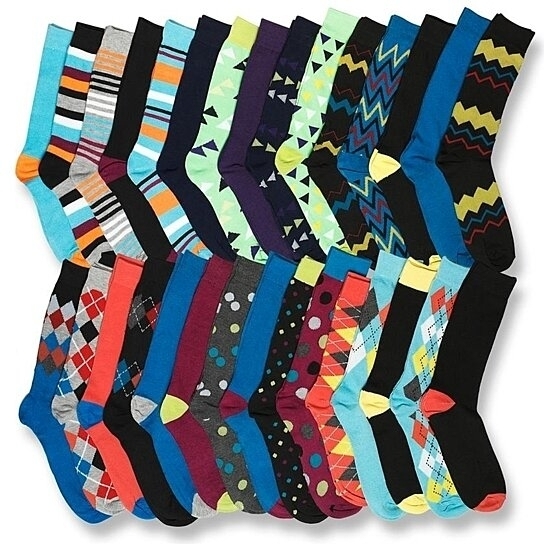 Mystery Deal: Multi-Pack John Weitz Men’s Funky Fun Dress Socks - 25-Pair