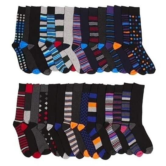 Mystery Deal: Multi-Pair James Fiallo Men’s Colorful Dress Socks - 15-Pair
