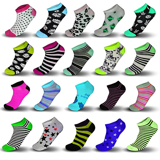 30-Pair Mystery Deal: Women’s Printed Ankle Socks, Set Of 30 Assorted Pairs