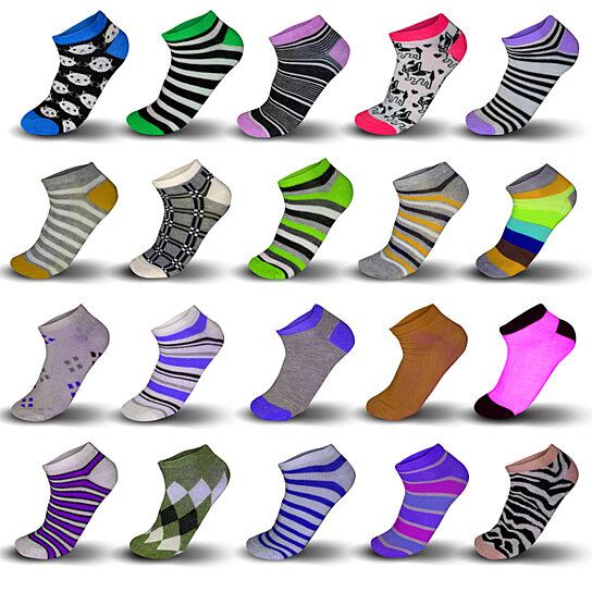 30-Pair Mystery Deal: Women’s Printed Ankle Socks, Set Of 30 Assorted Pairs