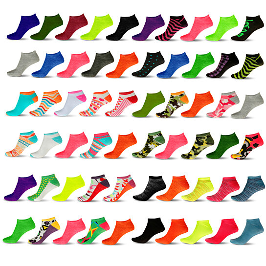20-Pair Mystery Deal: Women’s Breathable Colorful No Show Low Cut Ankle Socks