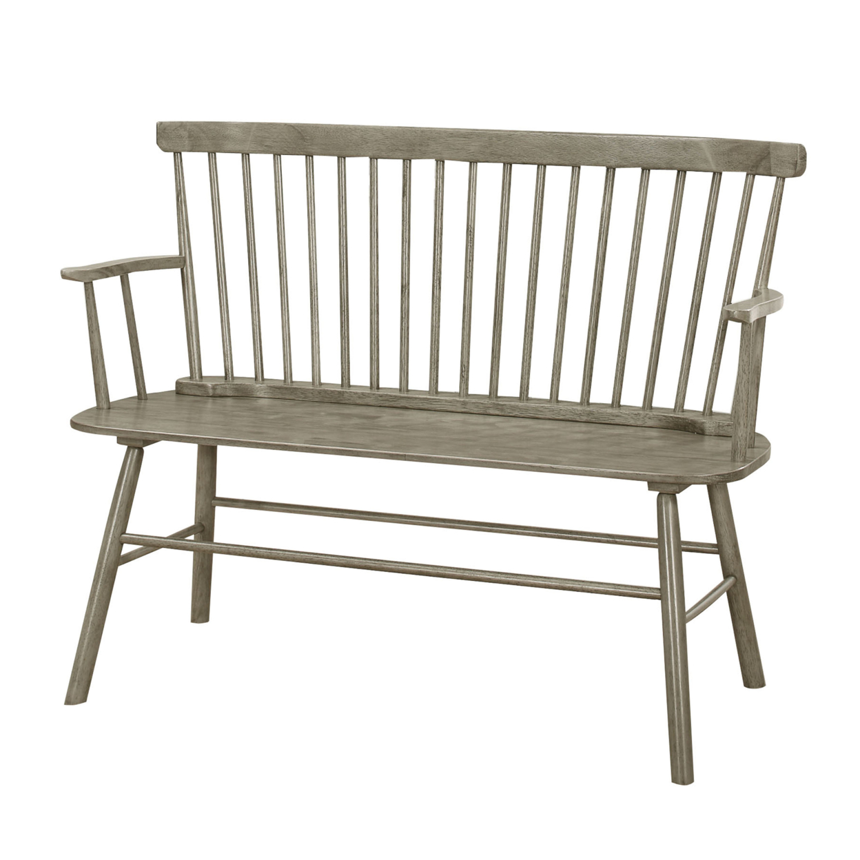 Transitional Style Curved Design Spindle Back Bench With Splayed Legs,Gray- Saltoro Sherpi