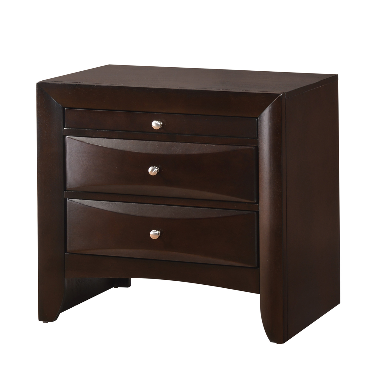 Wooden Nightstand With Two Drawers And Pull Out Tray, Walnut Brown- Saltoro Sherpi
