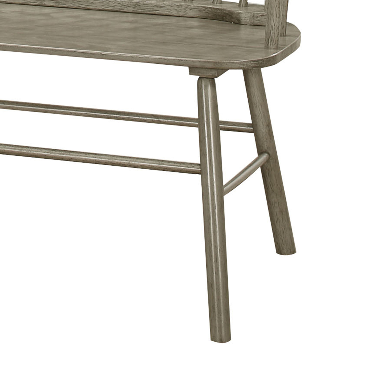 Transitional Style Curved Design Spindle Back Bench With Splayed Legs,Gray- Saltoro Sherpi