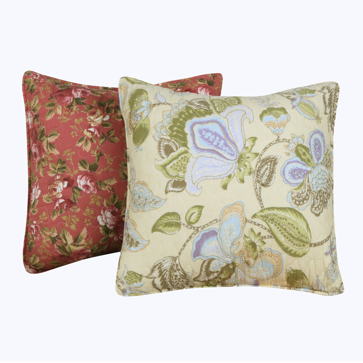 Eiger Fabric Decorative Pillow With Floral Prints, Set Of 2, Multicolor- Saltoro Sherpi
