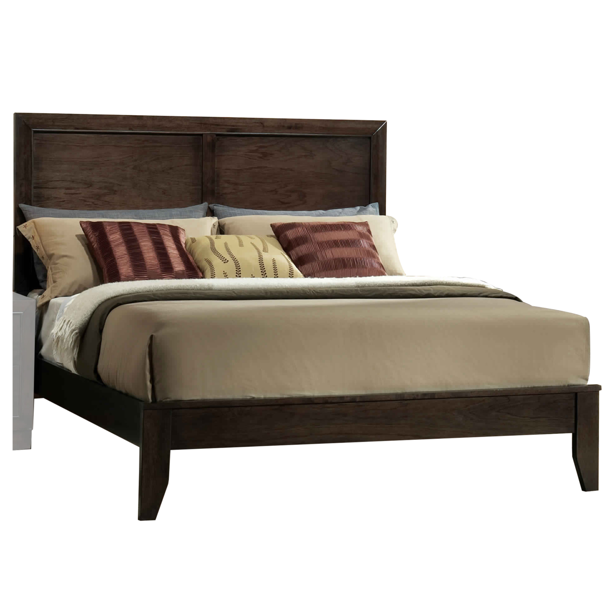Paneled Eastern King Low Profile Bed With Chamfered Legs, Brown- Saltoro Sherpi