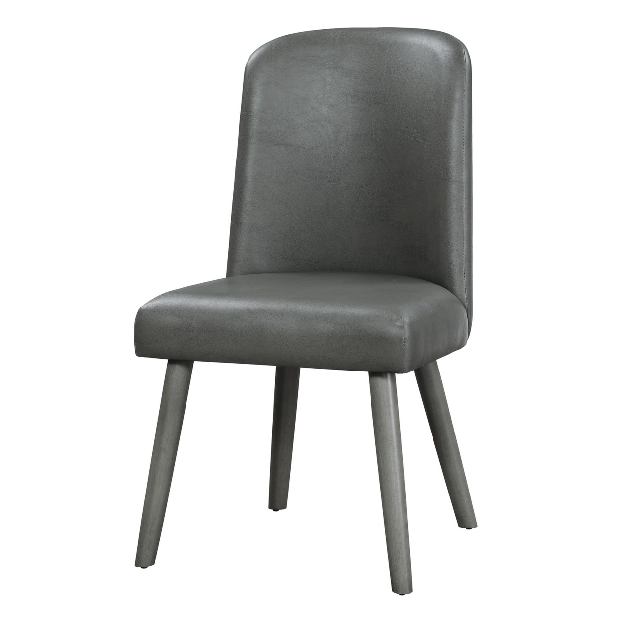 Leatherette Dining Chair With Splayed Wooden Legs, Set Of 2, Gray- Saltoro Sherpi