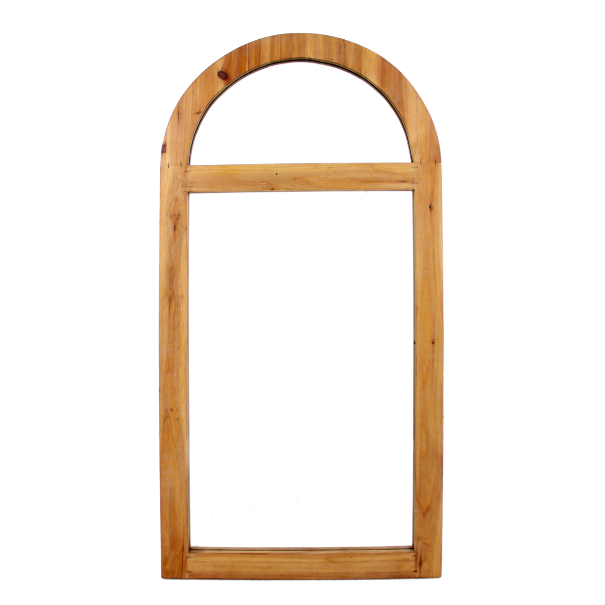 Farmhouse Style Rectangular Wooden Wall Mirror With Arched Top, Brown- Saltoro Sherpi
