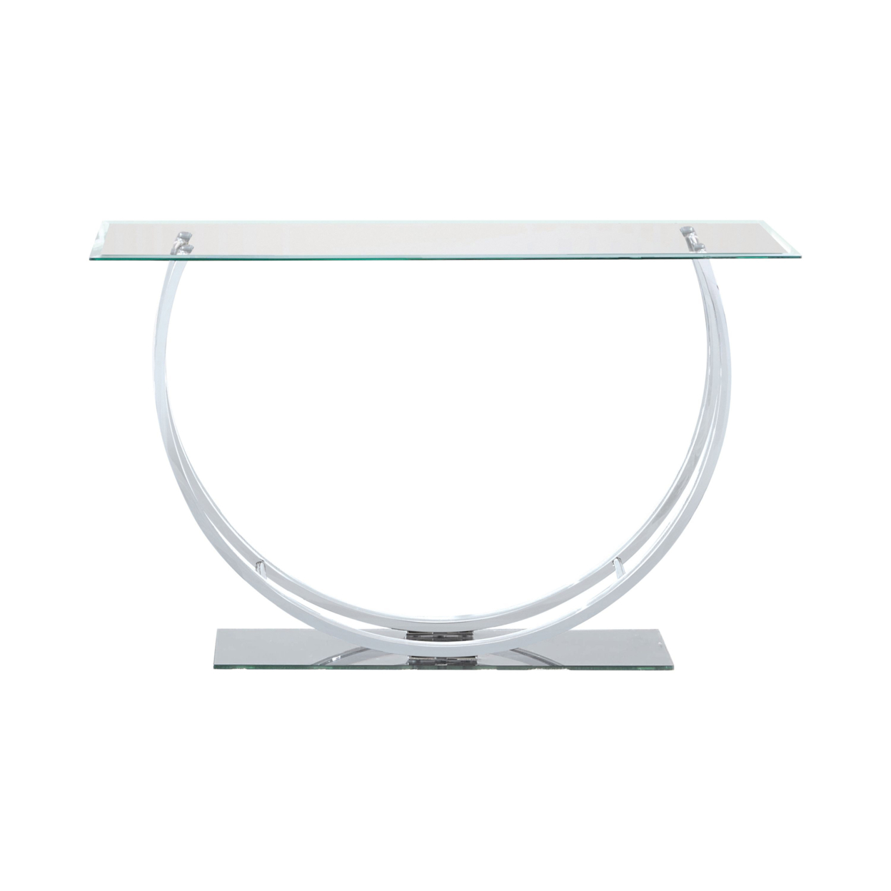 Contemporary U Shape Glass Tabletop Sofa Table, Silver- Saltoro Sherpi