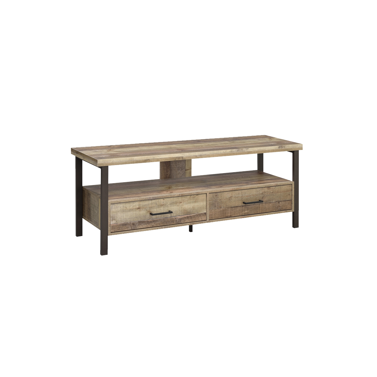 59 Inch Wooden TV Console With 2 Storage Drawers And Open Shelf, Brown- Saltoro Sherpi