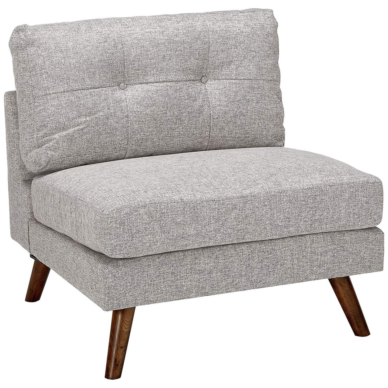 Fabric Upholstered Armless Chair With Tufted Back And Splayed Legs, Gray- Saltoro Sherpi