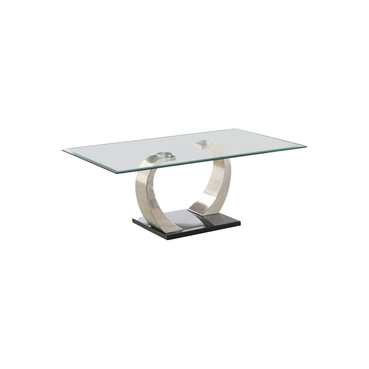 Floating Glass Top Coffee Table With Metal Support, Clear And Silver- Saltoro Sherpi