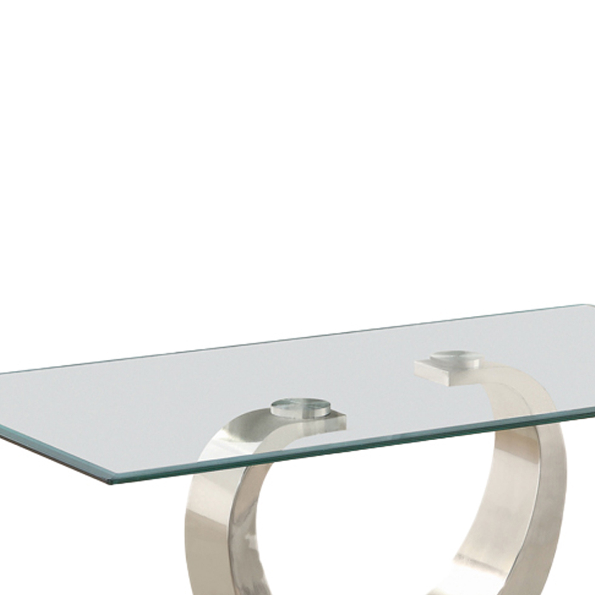 Floating Glass Top Coffee Table With Metal Support, Clear And Silver- Saltoro Sherpi