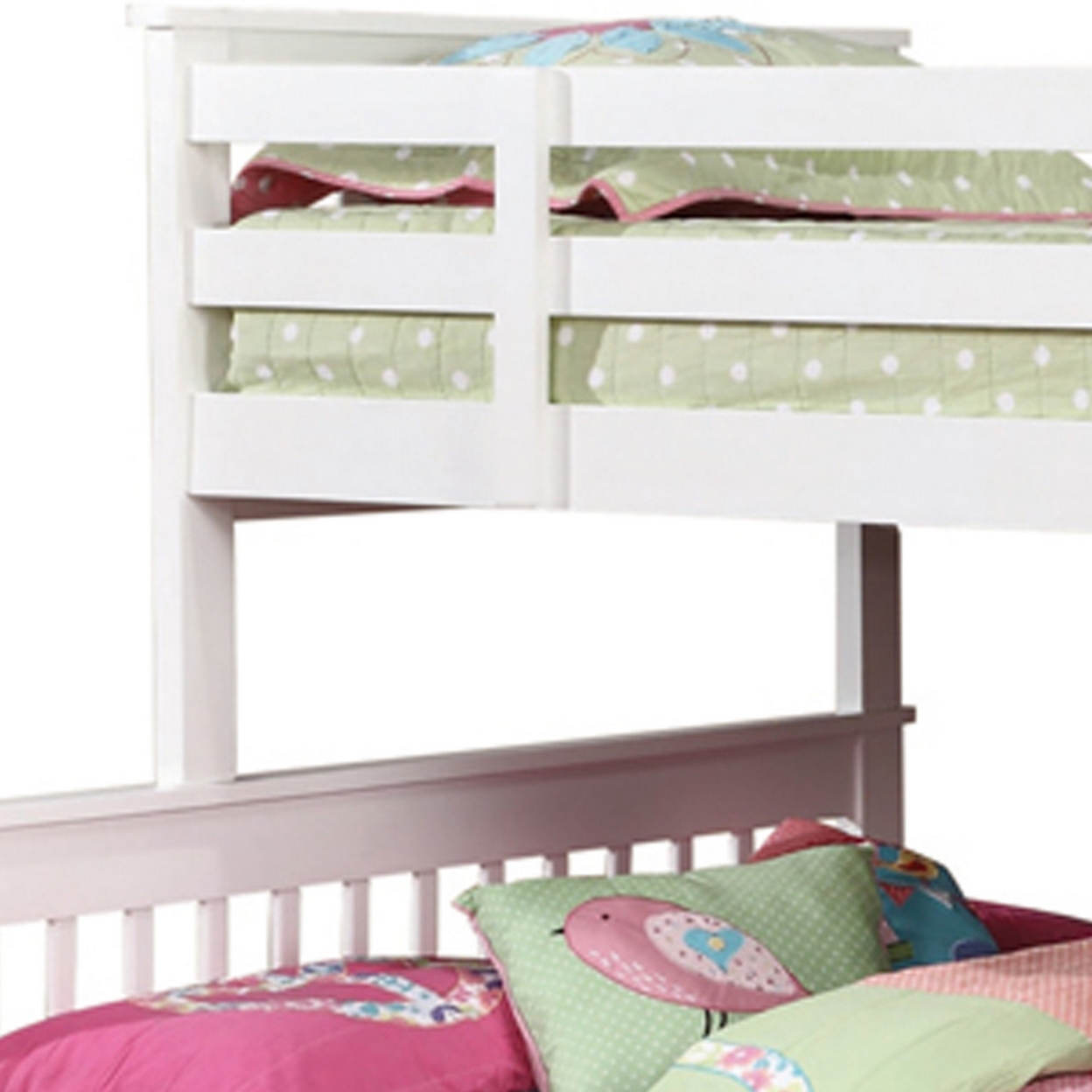 Mission Style Twin Over Full Bunk Bed With Attached Ladder, White- Saltoro Sherpi