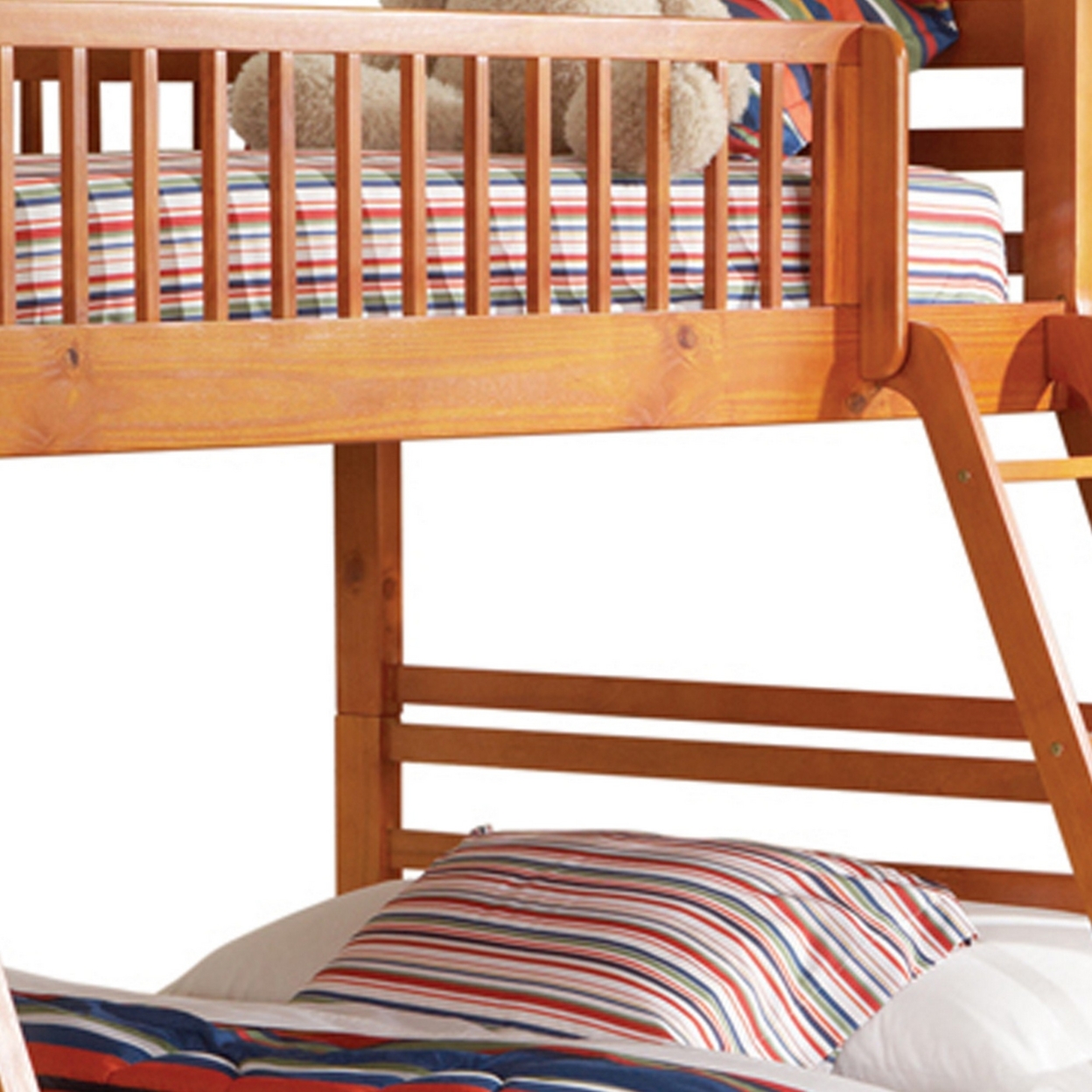 Wooden Twin Over Full Bunk Bed With Wheel Supported Bottom Drawers, Brown- Saltoro Sherpi