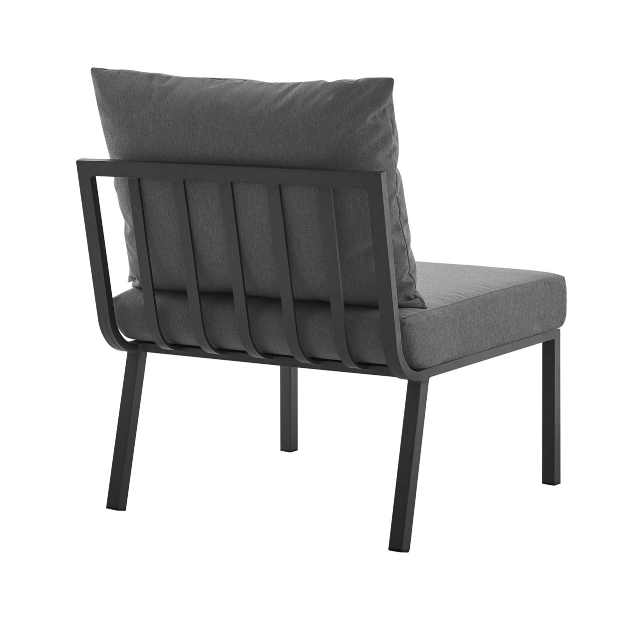 Riverside Outdoor Patio Aluminum Armless Chair,Gray Charcoal